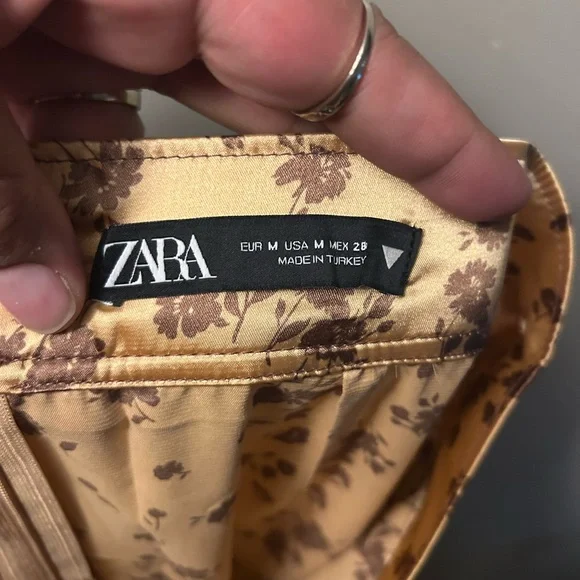 Zara Floral Satin Midi Skirt - copper/brown size M - Picture 6 of 9